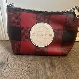 Coach Red and Black Checkered Wristlet